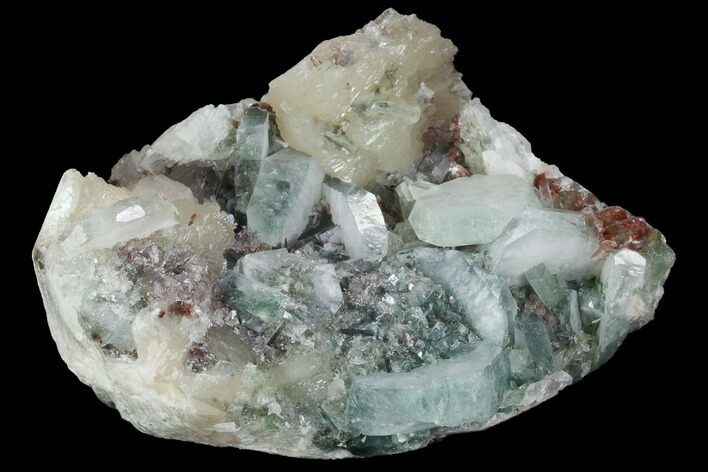 Tabular, Green Apophyllite Crystals on Stilbite - India #100165